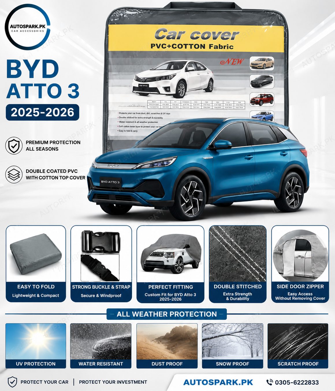 BYD Atto 3 Car Cover 2025-2026 | PVC + Cotton
