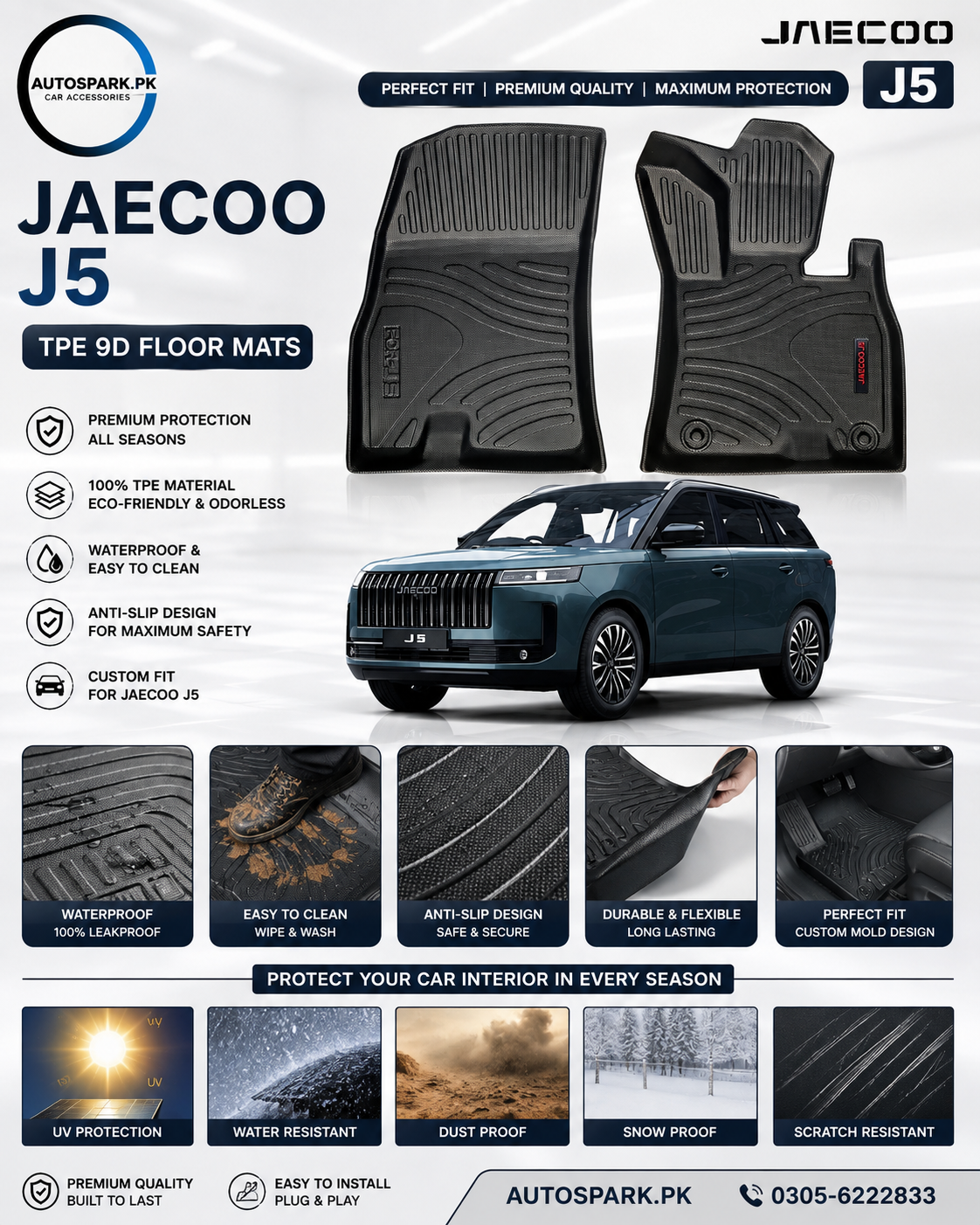 Jaecoo J5 Heavy Duty All-Weather TPE Car Floor Mats In Premium Quality