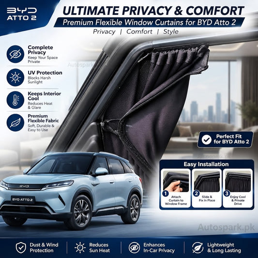 BYD Atto 2 Flexible Window Curtains – Premium Privacy & Sun Protection