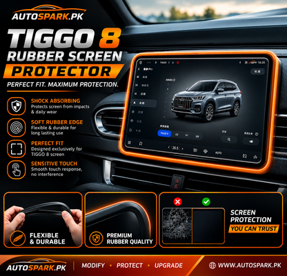 Tiggo 8 Display Screen Silicone Rubber Protection LCD Edges Protector (Black)