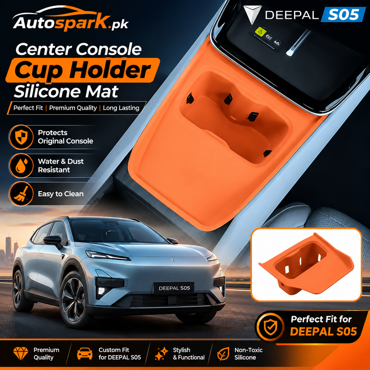 Deepal S05 Cup holder + wireless charger silicone protector