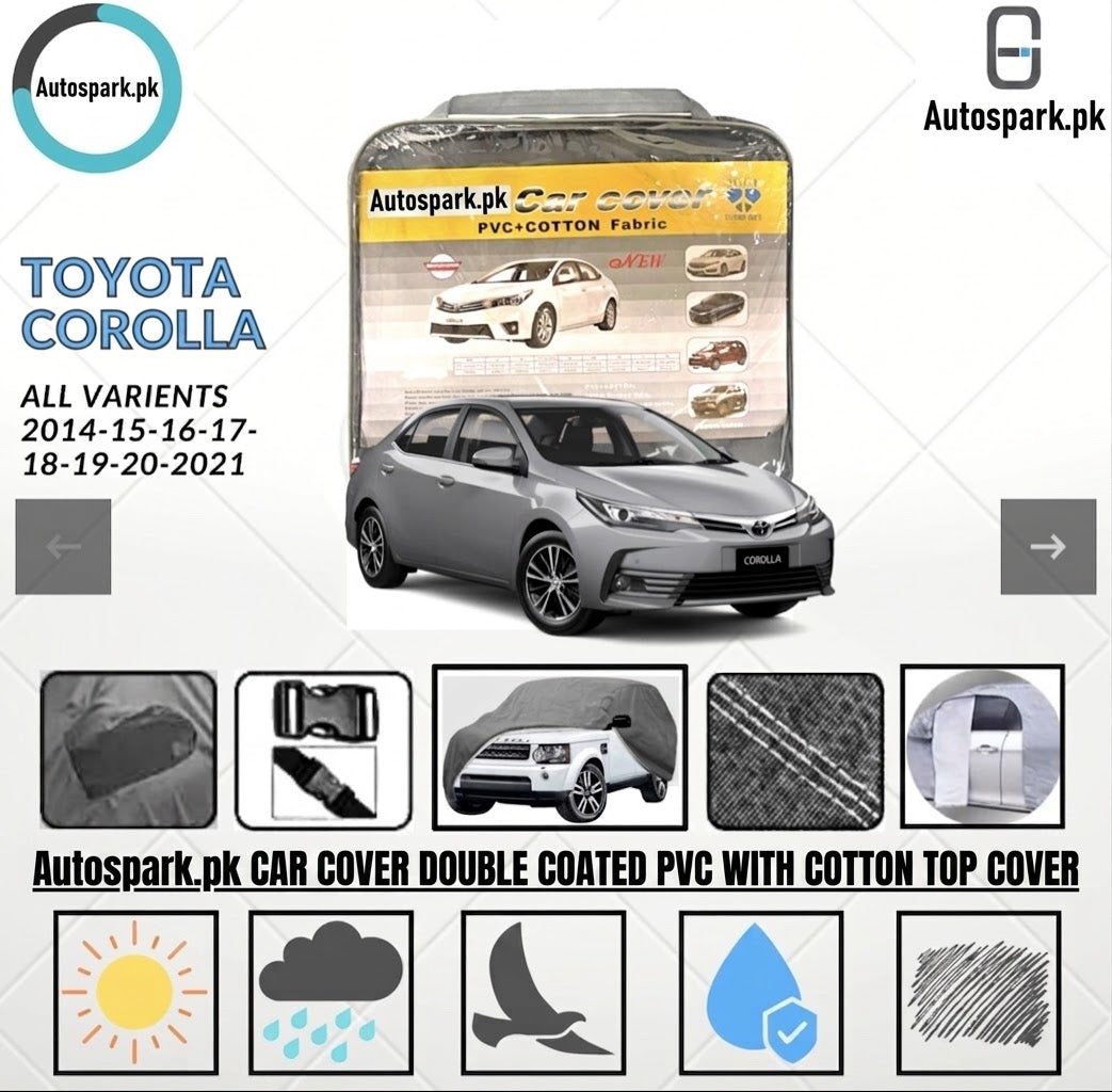 Toyota Corolla (2014-2021) Double Coated PVC Cotton Top Car Cover