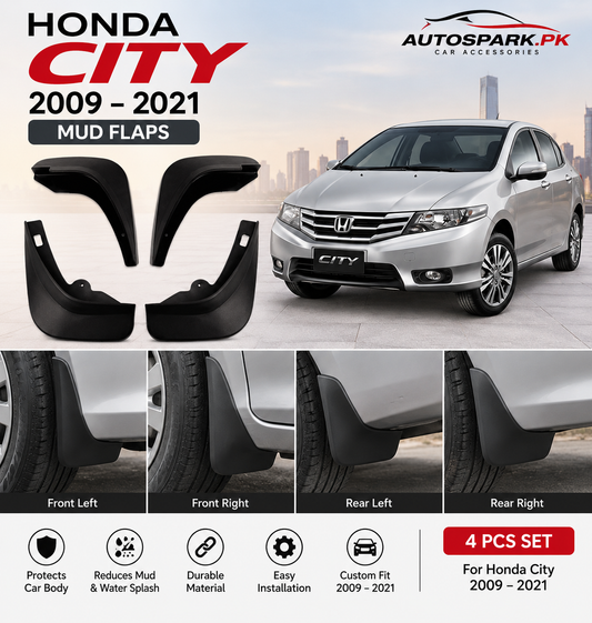 Honda City 2009–2021 Premium Mud Flaps – 4 Pcs Set