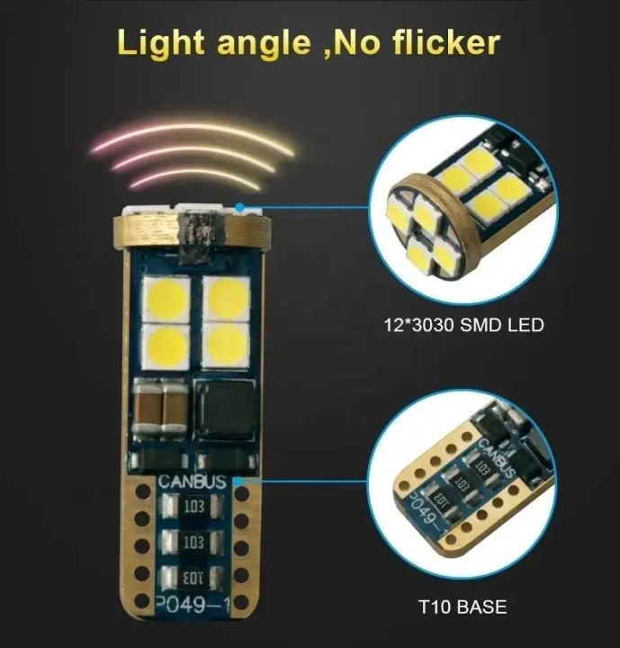 T10 LED parking bulb - Canbus parking bulb 12led - super bright 2pcs
