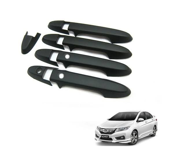 Honda City 2022–2025 Door Handle Covers – Carbon Fiber & Glossy Black