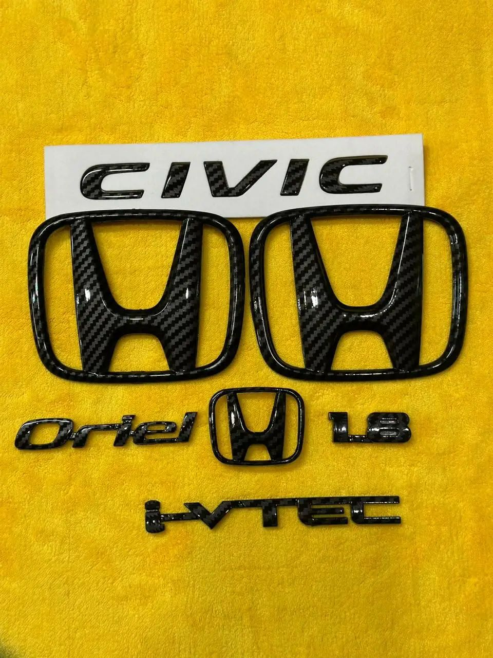 Honda Civic X Carbon Fiber Logo Emblem Set