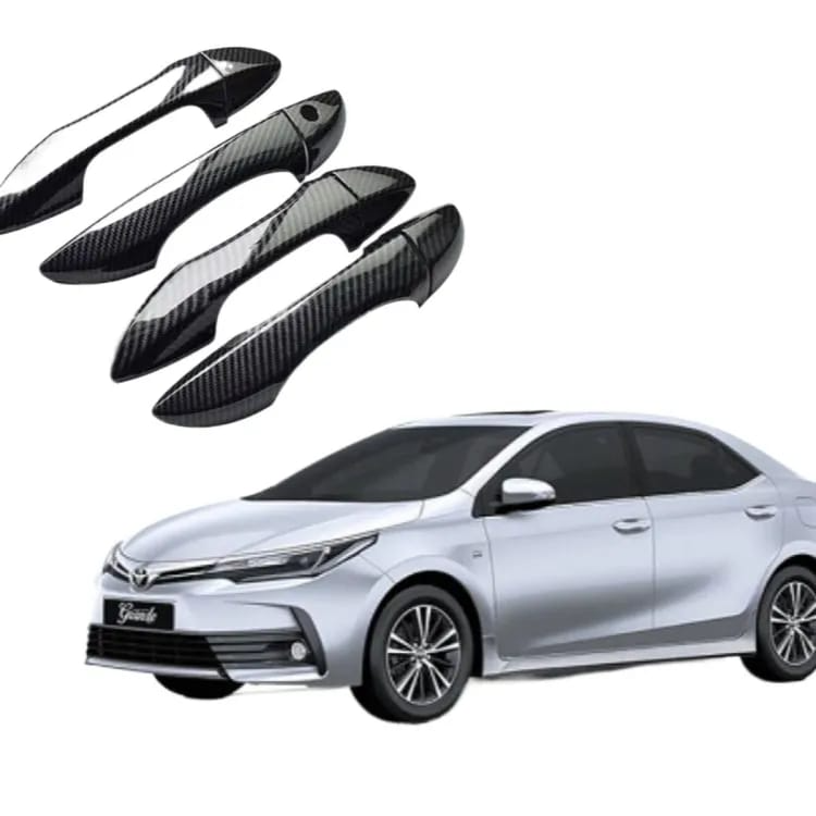 Toyota Corolla 2015–2025 Door Handle Covers – Carbon Fiber & Glossy Black