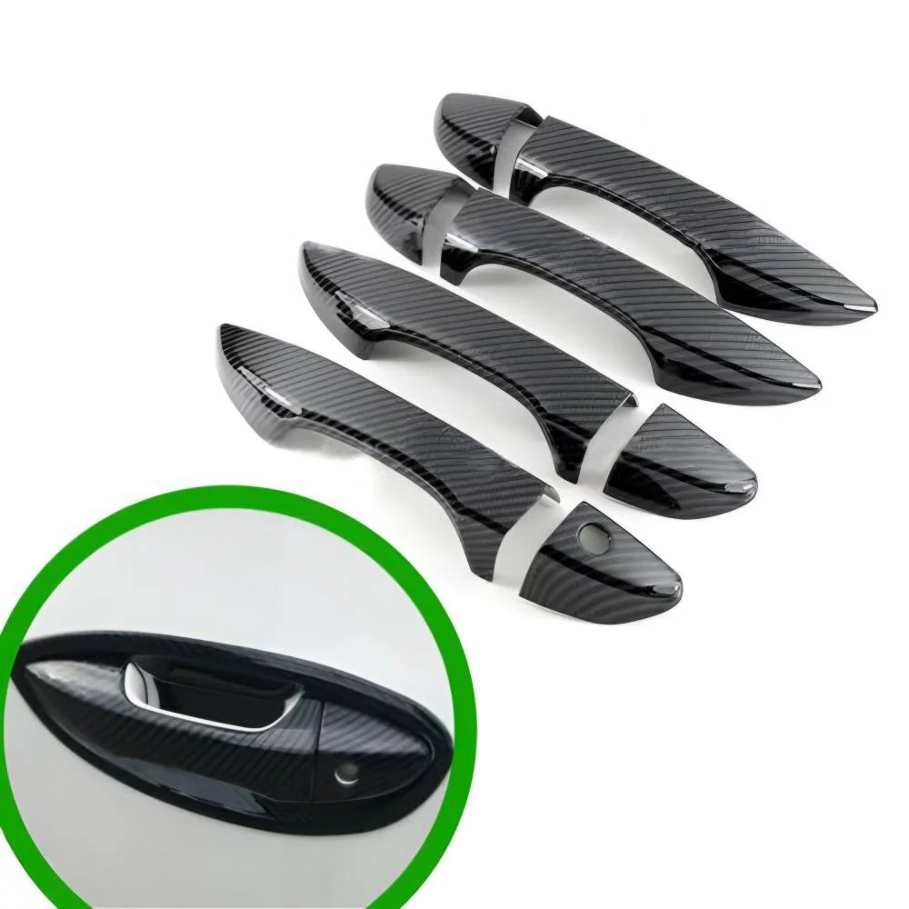 Toyota Corolla 2015–2025 Door Handle Covers – Carbon Fiber & Glossy Black