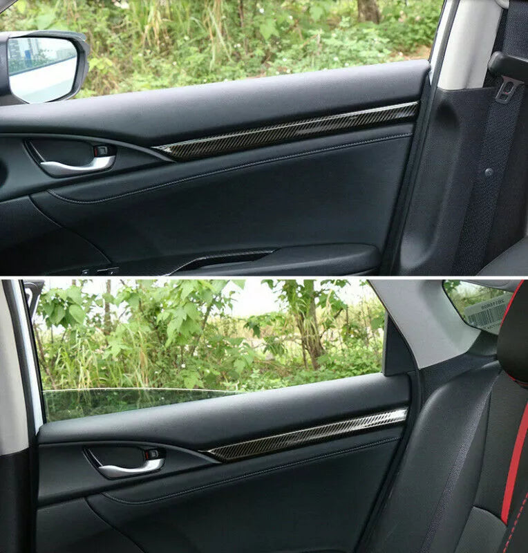 Honda civic x inner door trims carbon fiber 4pcs set model 2016-2021
