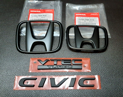 Honda Civic X Carbon Fiber Logo Emblem Set